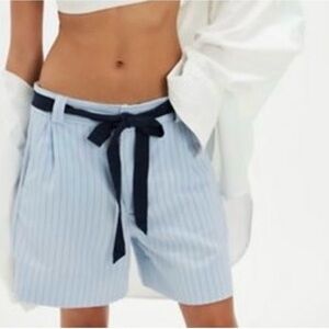 NWT Free People Perfect Prep Trouser Shorts Navy Pin Strip